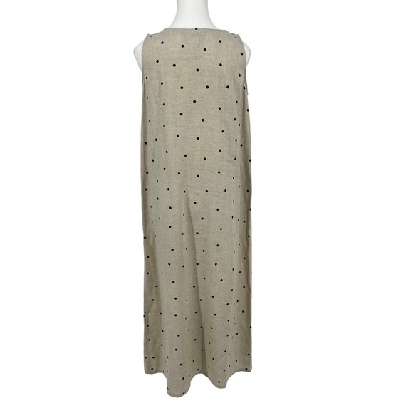 Vintage 90’s Requirements Maxi Dress Linen Blend Polka Dot Small - Picture 2 of 10